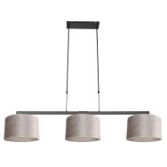 Suspension noire à 3 lumières Stang 3459ZW – Avec Abat-jours en Velours Gris/Argent