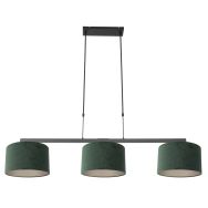 Black 3-light hanging lamp Stang 3463ZW with green velvet shades