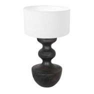 Lampe de table Lyons 3475ZW Noire – Avec Abat-jour en Lin Blanc et Interrupteur sur Câble