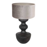 Lampe de table Lyons 3476ZW Noire – Avec Abat-jour en Velours Gris et Interrupteur sur Câble