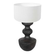 Lampe de table Lyons 3478ZW Noire – Avec Abat-jour en Lin Blanc Texturé et Interrupteur sur Câble