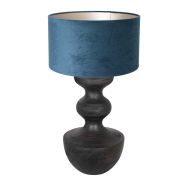 Lampe de table Lyons 3481ZW Noire – Avec Abat-jour en Velours Bleu et Interrupteur sur Câble