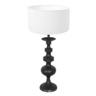 Table lamp Lyons 3482ZW Black with white linen shade and cord switch