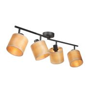 Spot plafond Bambus 3668ZW Noir 4 lumières avec abat-jours en bois