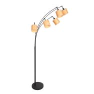 Lampadaire Bambus 3671ZW Noir 5 lumières avec abat-jour en bois