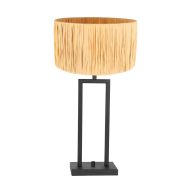 Black table lamp Stang 3704ZW with rotary switch and natural grass shade