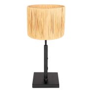 Black table lamp Stang 3708ZW with rotary switch and natural grass shade