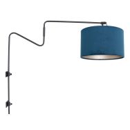 Black wall lamp with swivel arm Linstrom 3727ZW with blue velvet shade