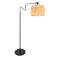 Black floor lamp 'small arc lamp' Linstrom 3730ZW with beige/yellow grass shade