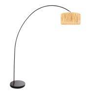 Bogenlampe Solva 3740ZW mit beige/gelbem Graslampenschirm