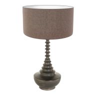 Lamp base Bois 3761ZW black brown with coarse brown linen shade