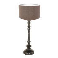 Black lamp base Bois 3770ZW with coarse linen gray lampshade