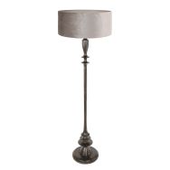 Black floor lamp Bois 3776ZW with switch and gray velvet shade