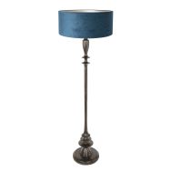 Zwarte vloerlamp Bois 3781ZW met schakelaar en blauw velours kap