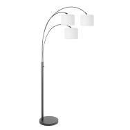 3 Lichts vloerlamp Sparkled Light 3822ZW met wit linnen kappen