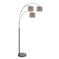 3 Lichts vloerlamp Sparkled Light 3823ZW met grijs velours kappen