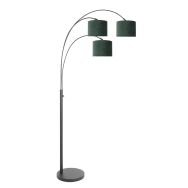 3 Lichts vloerlamp Sparkled Light 3827ZW met groen velours kappen