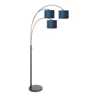 3 Lichts vloerlamp Sparkled Light 3828ZW met blauw velours kappen