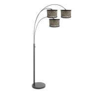 3 Lichts vloerlamp Sparkled Light 3829ZW met naturel / zwart bamboe kappen