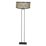 Black standing lamp Stang 3845ZW with E27 fitting and natural with black bamboo shade