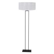 Zwarte staande lamp Stang 3850ZW met E27 fitting en zilveren Sizoflor kap