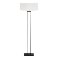 Black standard lamp Stang 3851ZW with E27 fitting and large linen cap