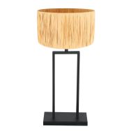 Black table lamp Stang 3857ZW with E27 fitting and natural grass shade