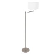 Staalkleurige vloerlamp Bella 3875ST met wit linnen kap