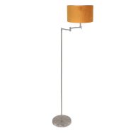 Staalkleurige vloerlamp Bella 3877ST met gouden velours kap