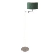 Staalkleurige vloerlamp Bella 3880ST met groen velours kap