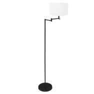 Floor lamp Bella 3883ZW with white linen barrel-shaped lampshade