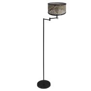 Vloerlamp Bella 3884ZW met blank-zwart gevlochten bamboe kap