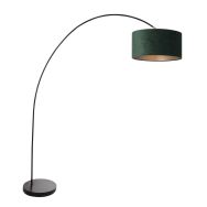 Arc lamp Solva 3899ZW Black with a green velvet lampshade