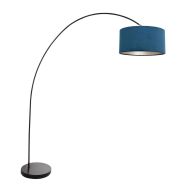 Bogenlampe Solva 3900ZW schwarz mit blauem Samtlampenschirm