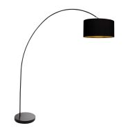 Black arc lamp / floor lamp Solva 3902ZW with black linen shade