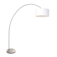 Arc lamp Solva 3908ST Steel with a white linen lampshade