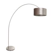 Bogenlampe Solva 3909ST Stahl mit taupefarbenem Samtlampenschirm