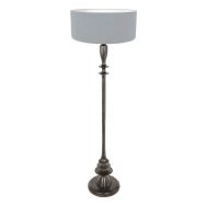 Black floor lamp Bois 3925ZW with switch and denim blue linen shade