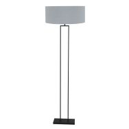 Black standing lamp Stang 3926ZW with E27 fitting and denim blue linen shade