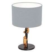 Gold with black table lamp Animaux 3943ZW with denim blue linen shade