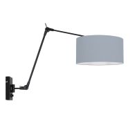 Black wall lamp Prestige Chic 3956ZW with blue linen shade