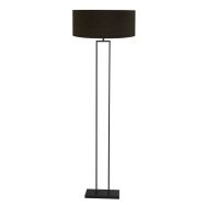 Black standing lamp Stang 3962ZW with E27 fitting and black linen shade with gold interior