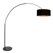 Black floor lamp / arc lamp Sparkled Light 3965ZW including black shade with gold-colored inside.