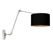 Steel-colored wall lamp Prestige Chic 3985ST with black linen shade