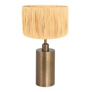 Bronskleurige tafellamp Brass 3989BR met naturel gras kap