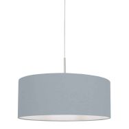 Steel-colored hanging lamp Sparkled Light 3993ST with blue linen shade