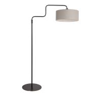 Black Floor Lamp Bloeba 4163ZW with Grey Coarse Linen Shade