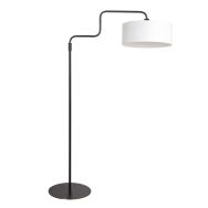 Black Floor Lamp Bloeba 4164ZW with White Coarse Linen Shade