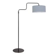 Black Floor Lamp Bloeba 4166ZW with Blue Linen Shade