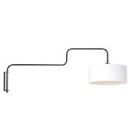 Black Wall Lamp Bloeba 4173ZW with white linen shade